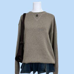 y2k beige skate grunge elevated basic cotton knit sweater